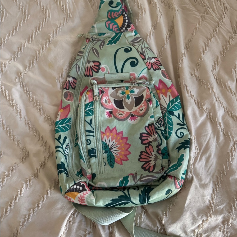 Vera Bradley Mint Floral Sling Backpack